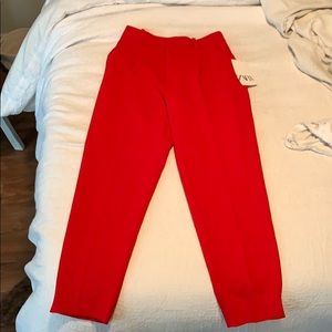 High waisted red pants